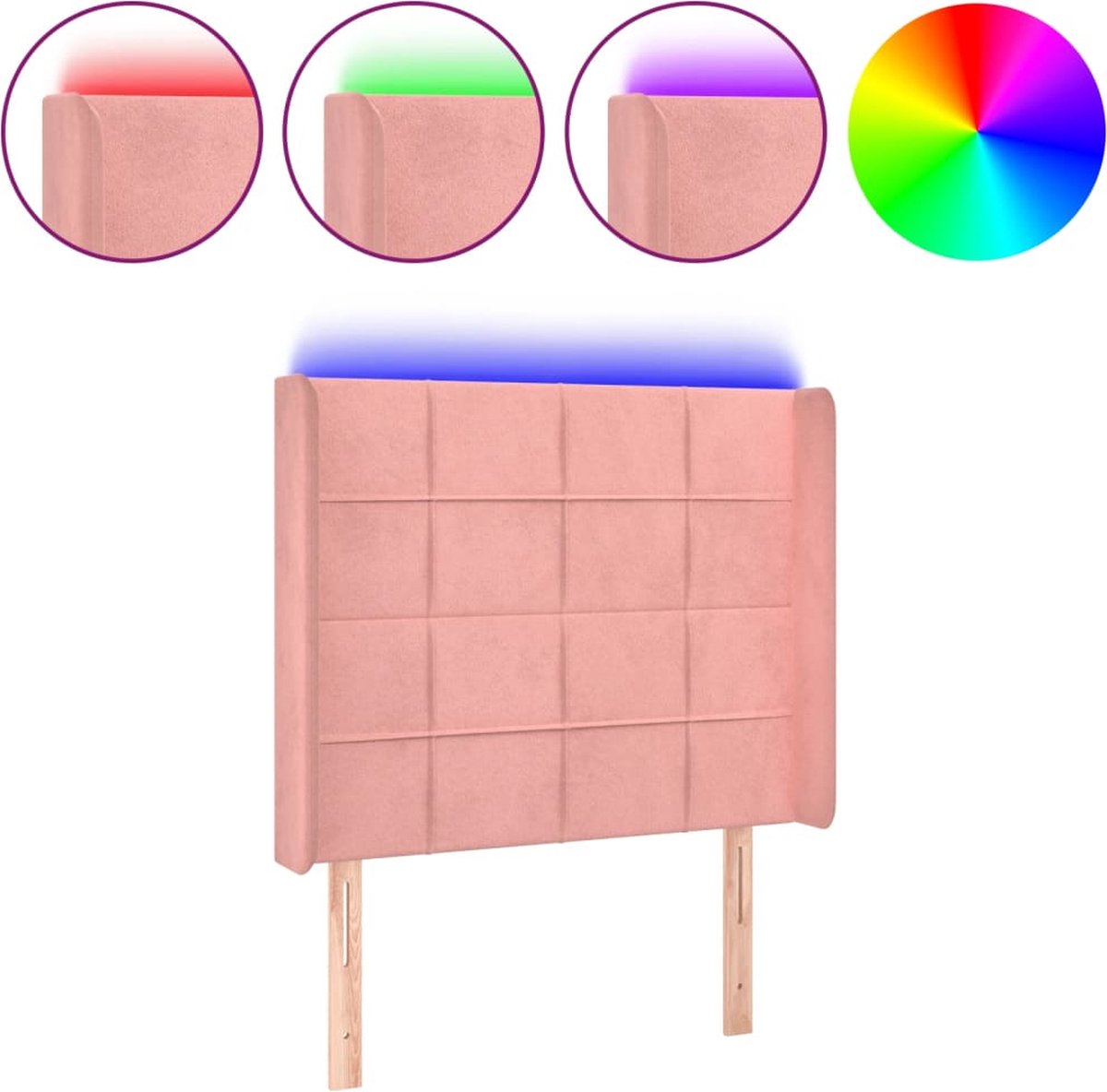 LED-Kopfteil Rosa 93x16x118 128 cm Samt