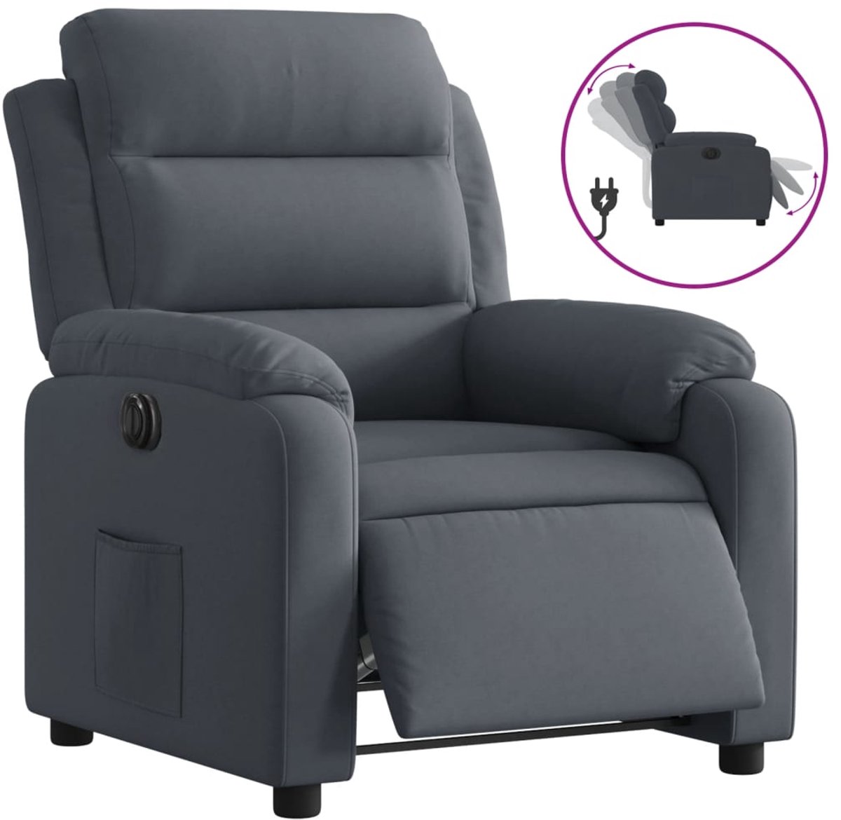 Vidaxl Elektrischer Relax-Sessel, Dunkelgrau, Mit Samt bezogen