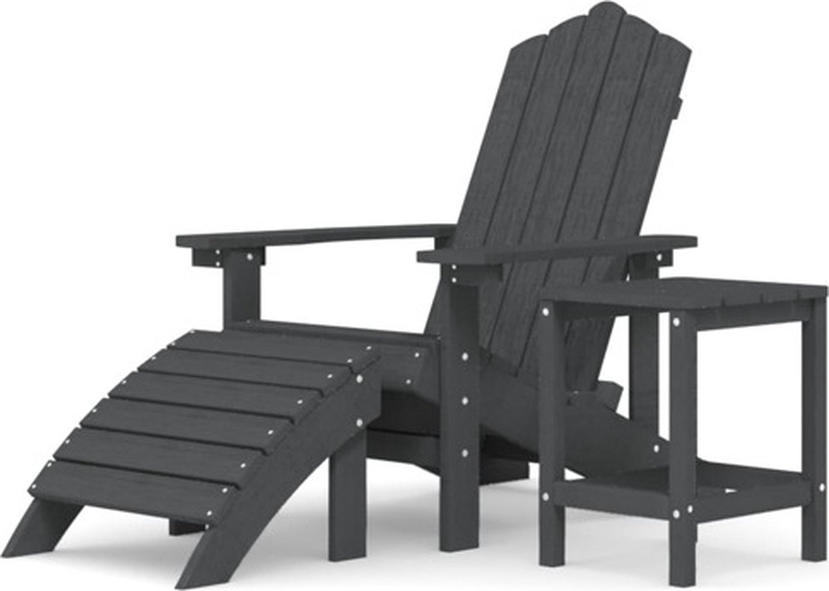 Adirondack Gartenstuhl-Set mit Hocker & Tisch HDPE Anthrazit