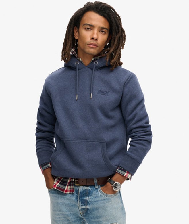 Superdry Herren Essential Hoodie mit Logo Marineblau - Größe: XL
