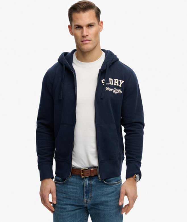 Superdry Herren Vintage Athletic Zip-hoodie Navy - Größe: L