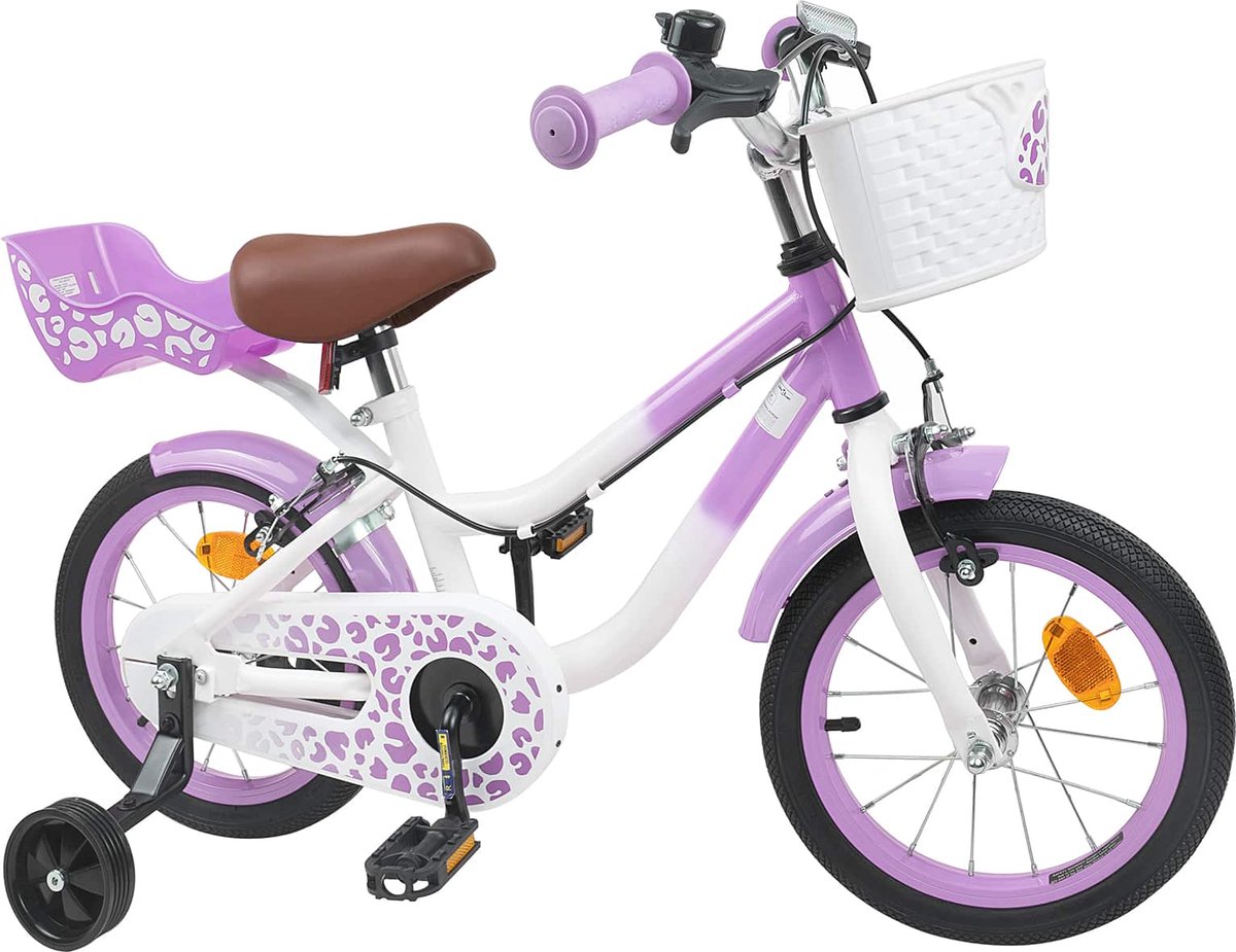 Kinderfahrrad mit Stützrädern 14 Zoll für Alter 3 5 Lila