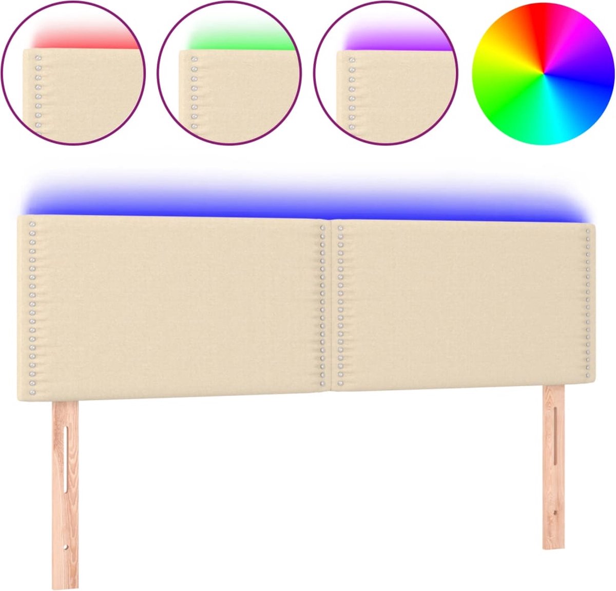 LED-Kopfteil Creme 144x5x78 88 cm Stoff