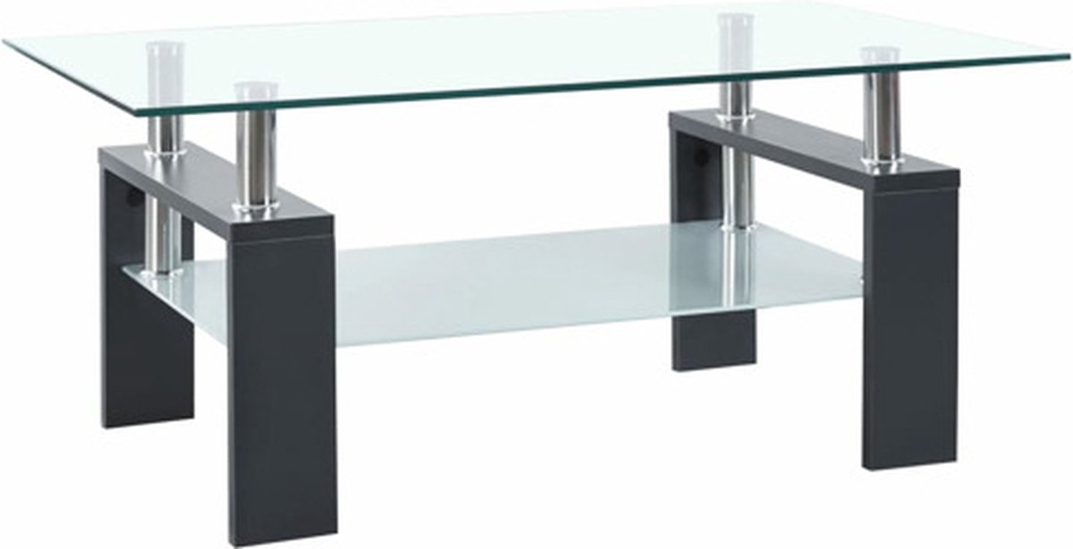 Vidaxl Couchtisch, Grau-Transparent, 95x55x40 cm, Glas