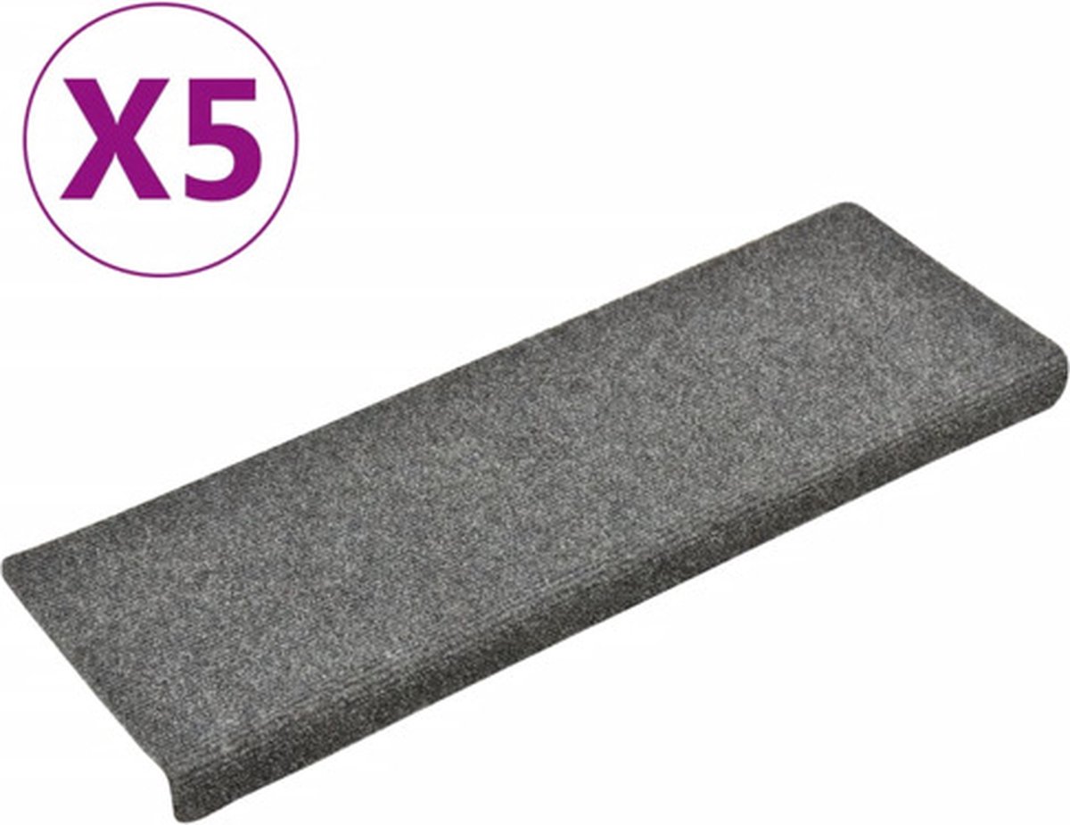 Vidaxl Selbstklebende Treppenmatten 5 Stück. 65X21X4 Cm Hellgrauer Rechteckiger Rand