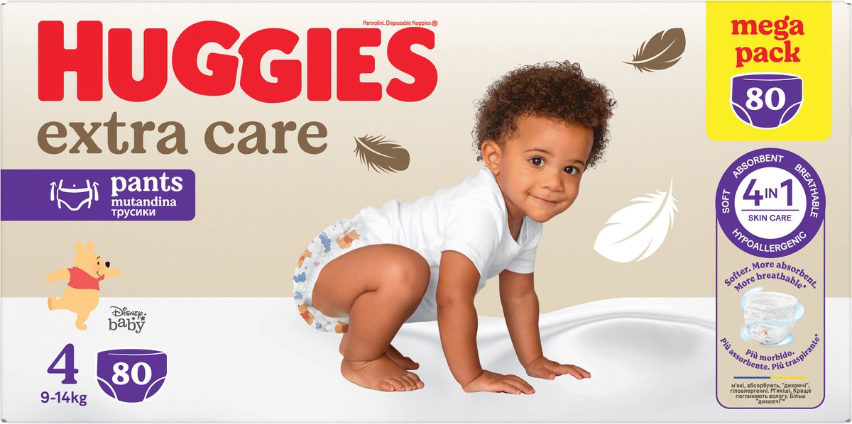 Extra Care Windelhöschen, Nr. 4, 9-14 kg, 80 Stück, Huggies