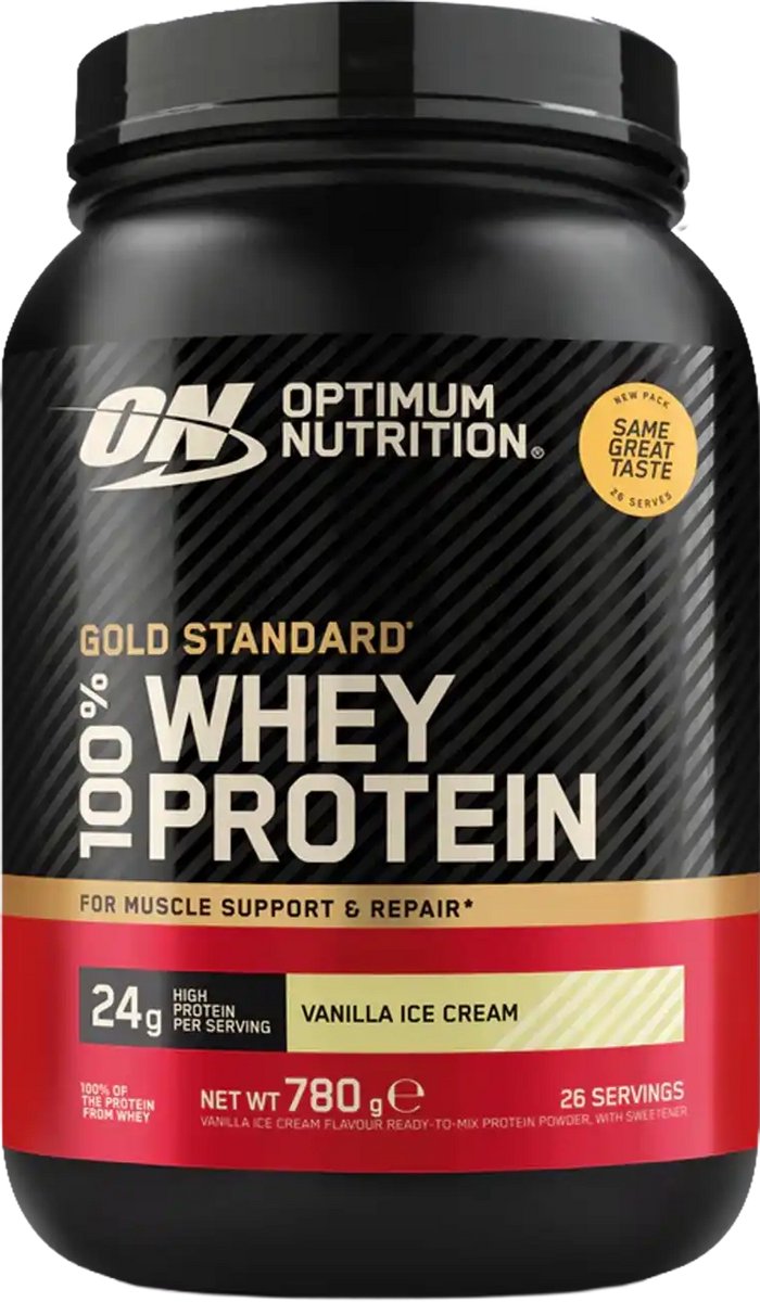 Molkenproteinpulver mit Vanilleeis-Geschmack 100% Whey Gold Standard, 780 g, Optimum Nutrition