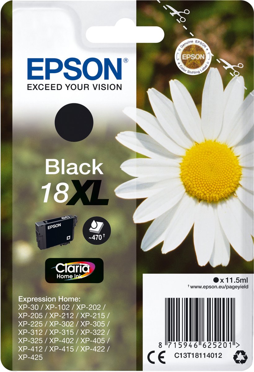 Epson Tintenpatrone Epson T1811 schwarz