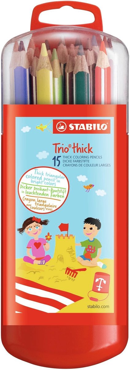 10 x Stabilo Dreikant-Farbstift Trio dick Box mit 15 Stiften