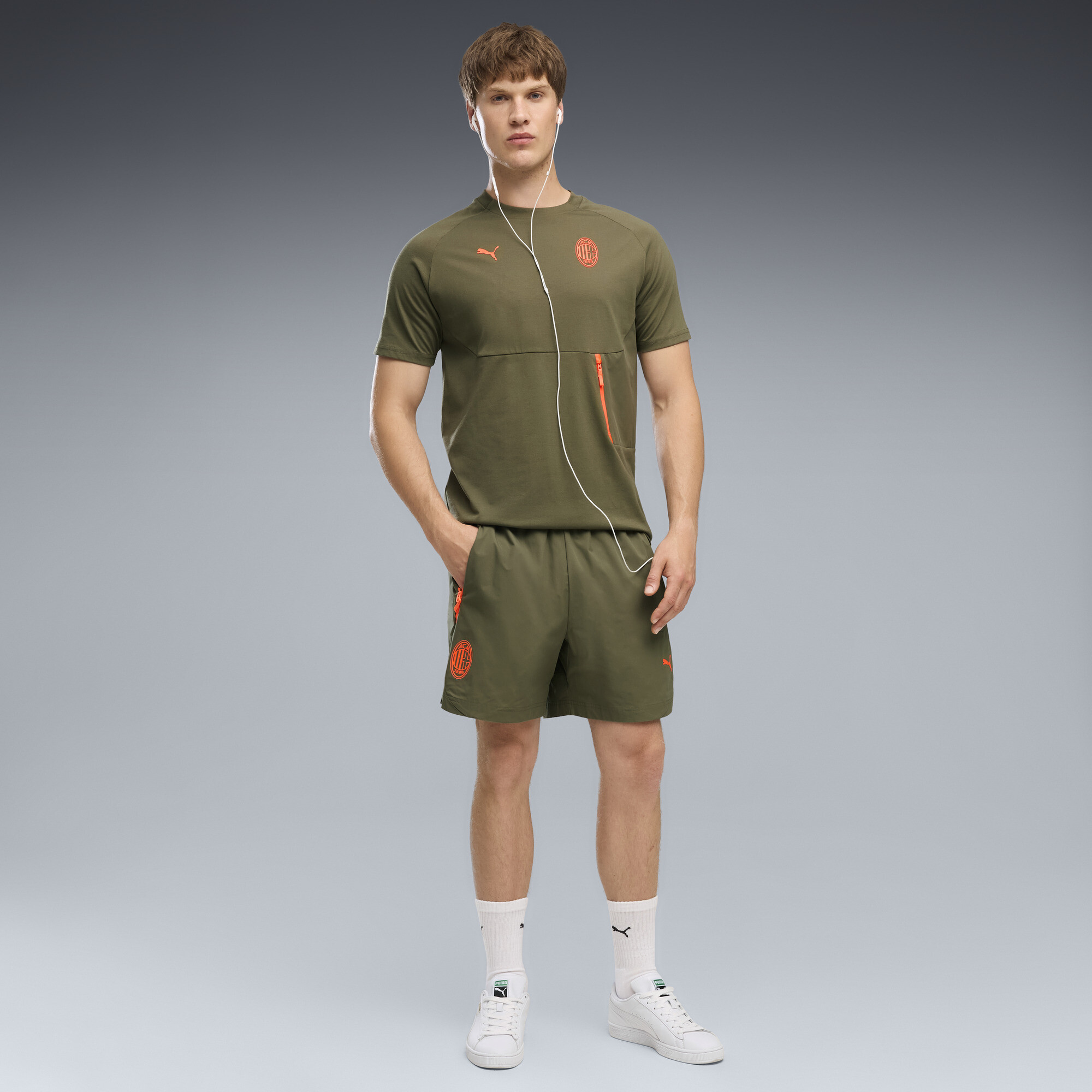 AC Milan PUMATECH Relaxed Gewebte Shorts Herren, Accessoires, Grau, XL