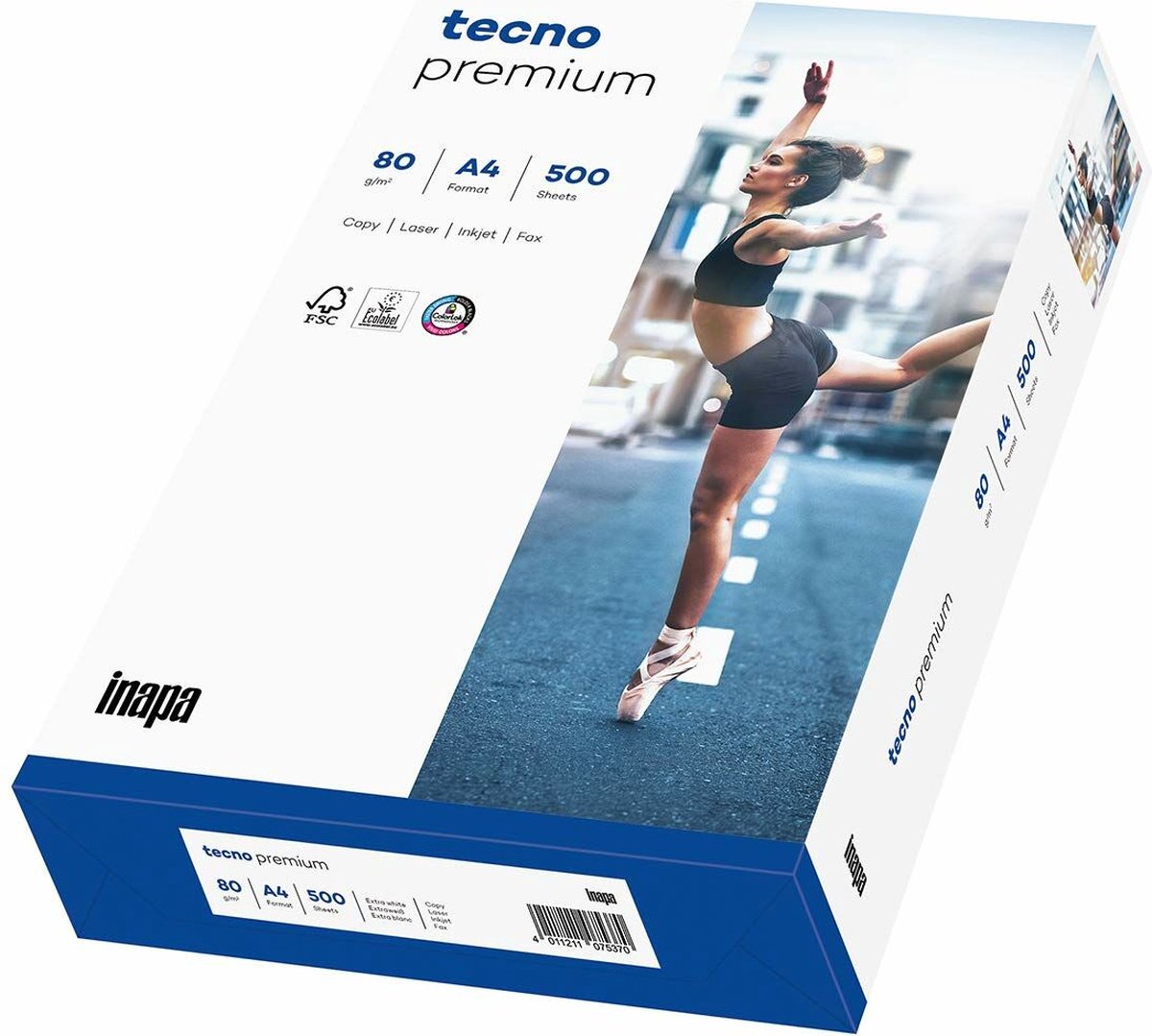 5 x inapa Kopierpapier tecno premium - A4 80 g/qm weiß 500 Blatt.