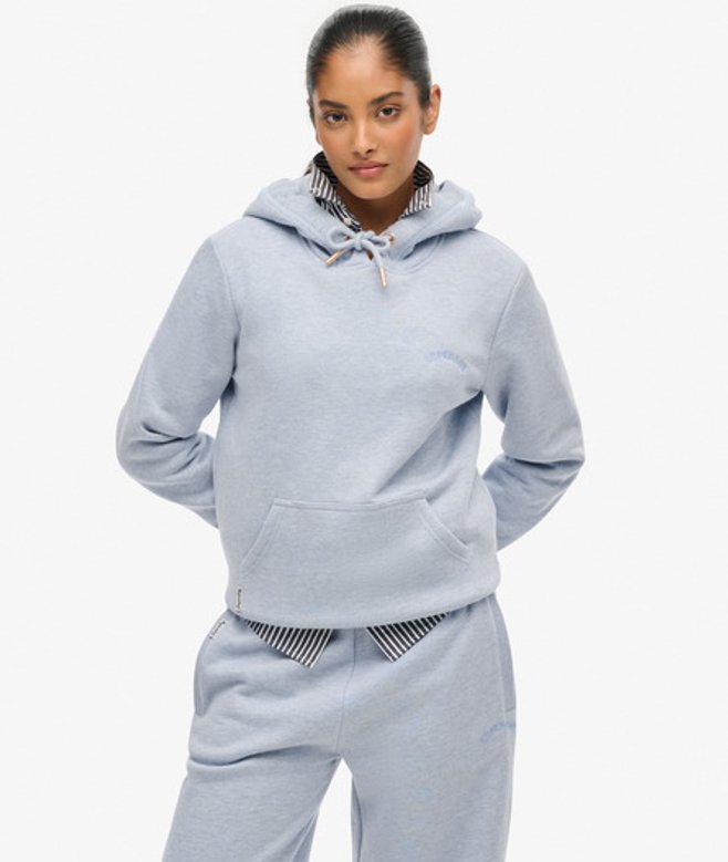 Superdry Damen Essential Hoodie mit Logostickerei Light Blue - Größe: 40