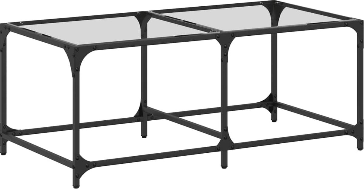 Vidaxl Couchtisch mit Glasplatte, 98,5 x 50 x 40 cm, Stahl