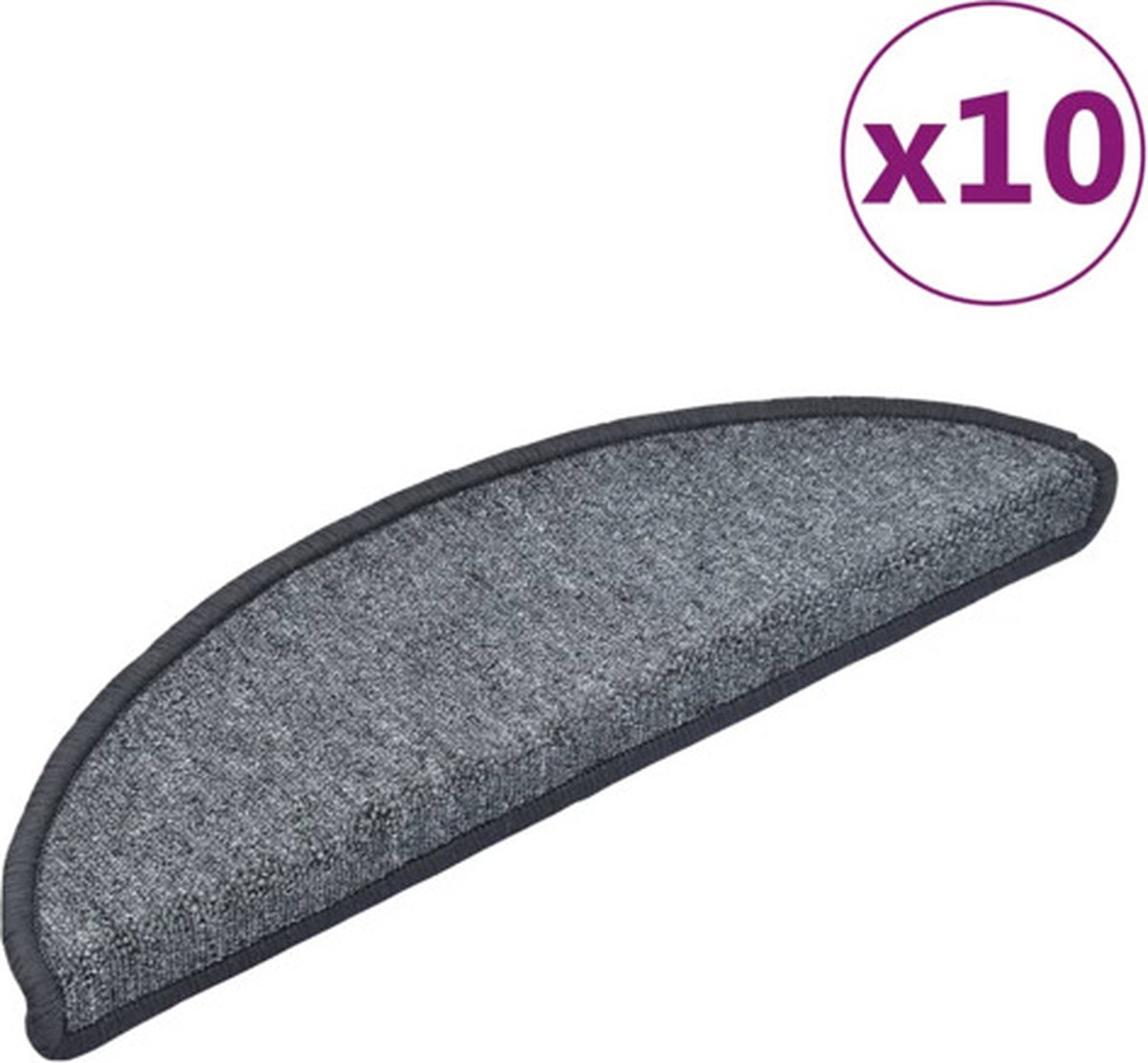 Vidaxl Treppenstufenmatten, 10 Stück, 56x17x3 cm, Dunkelgrau