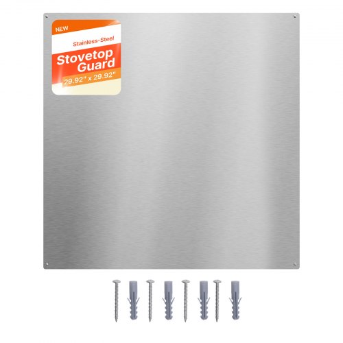 VEVOR 76x76 cm Stainless Steel Backsplash for Stove, Ultra Flat Splatter Guard, Wall Shield Range Hood Backsplash, Easy Clean Kitchen Wall Metal Panel, Pre-Drilled Holes for Easy Installation, Silver