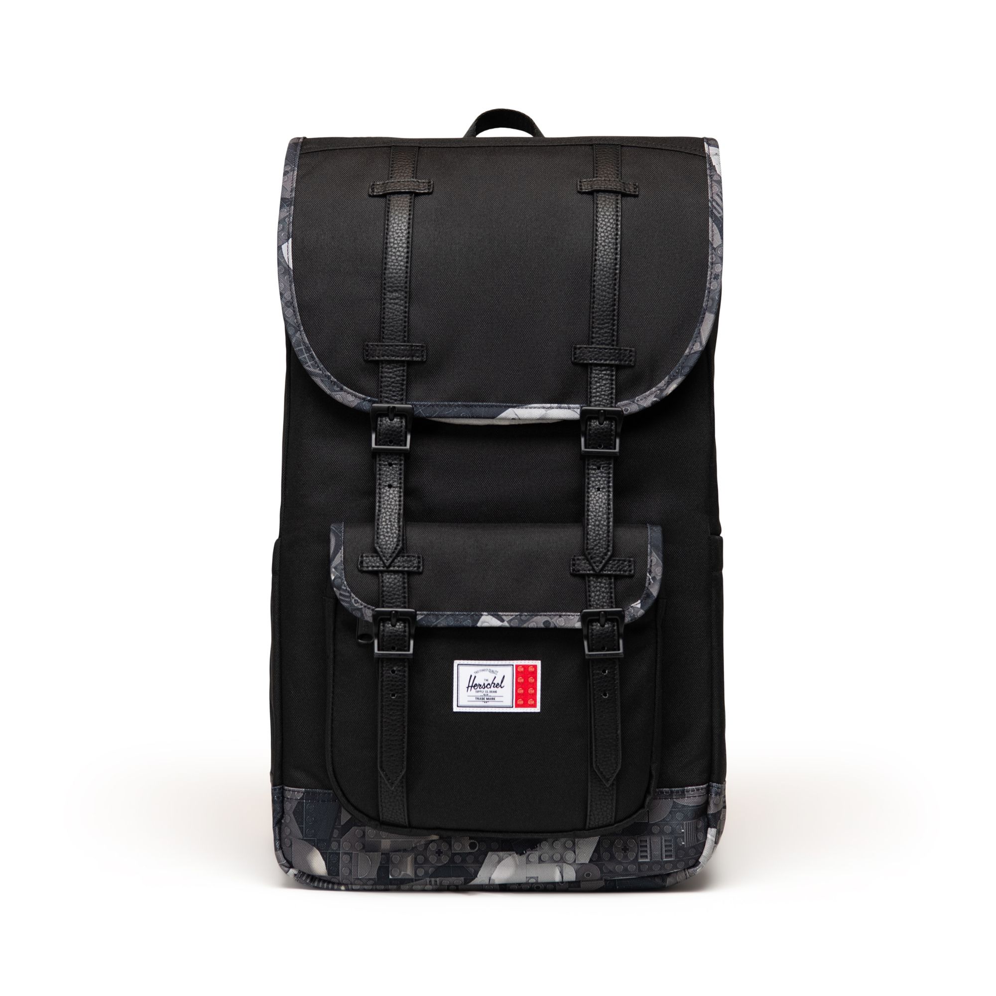 Czarny plecak Herschel Little America - czarne abstrakcyjne klocki