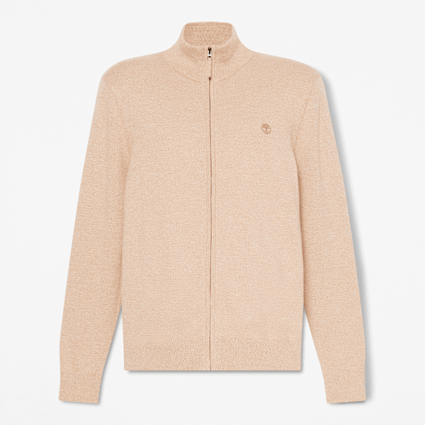 Timberland - Maglione in Cotone con Zip Intera Williams River da Uomo in beige chiaro, Uomo, beige, Taglia: L