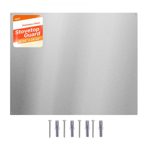 VEVOR Protector contra Salpicaduras 760 x 610 x 0,7 mm, Panel Antisalpicaduras de Acero Inoxidable, Panel Metálico de Pared para Campana Extractora, Orificios Pretaladrados, para Estufa, Cocina