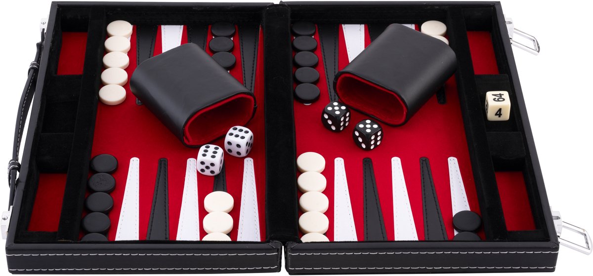 11  Reise-Backgammon im Koffer - ENGELHART - 11  Reise-Backgammon - Rot - Schwarz - Weiß
