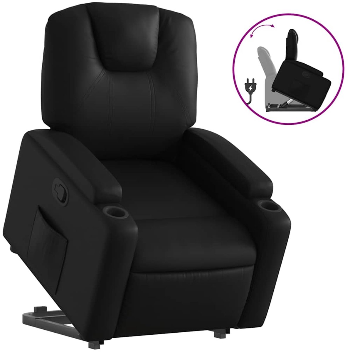 Vidaxl Aufstehhilfe Sessel, Schwarz, Kunstlederbezug