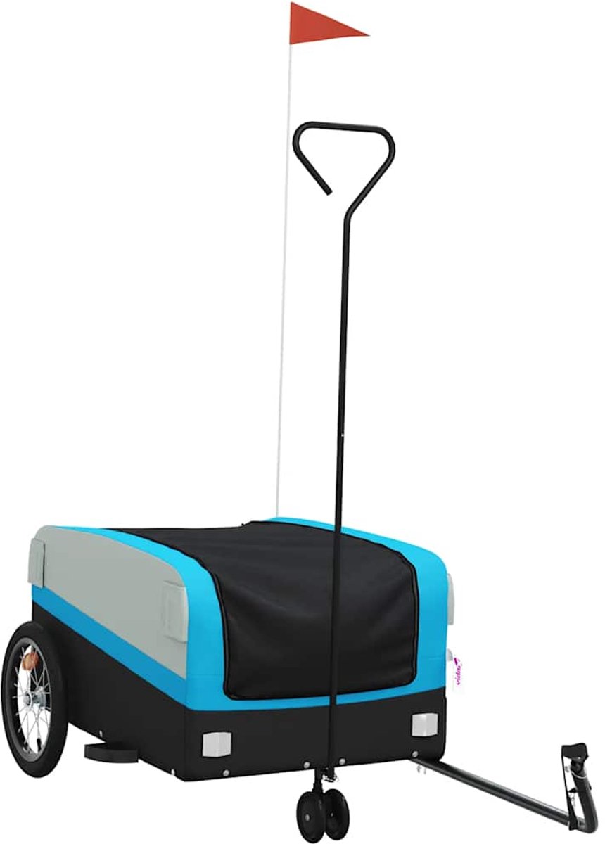 Vidaxl Fahrradanhänger, Schwarz-Blau, 45 kg, Eisen