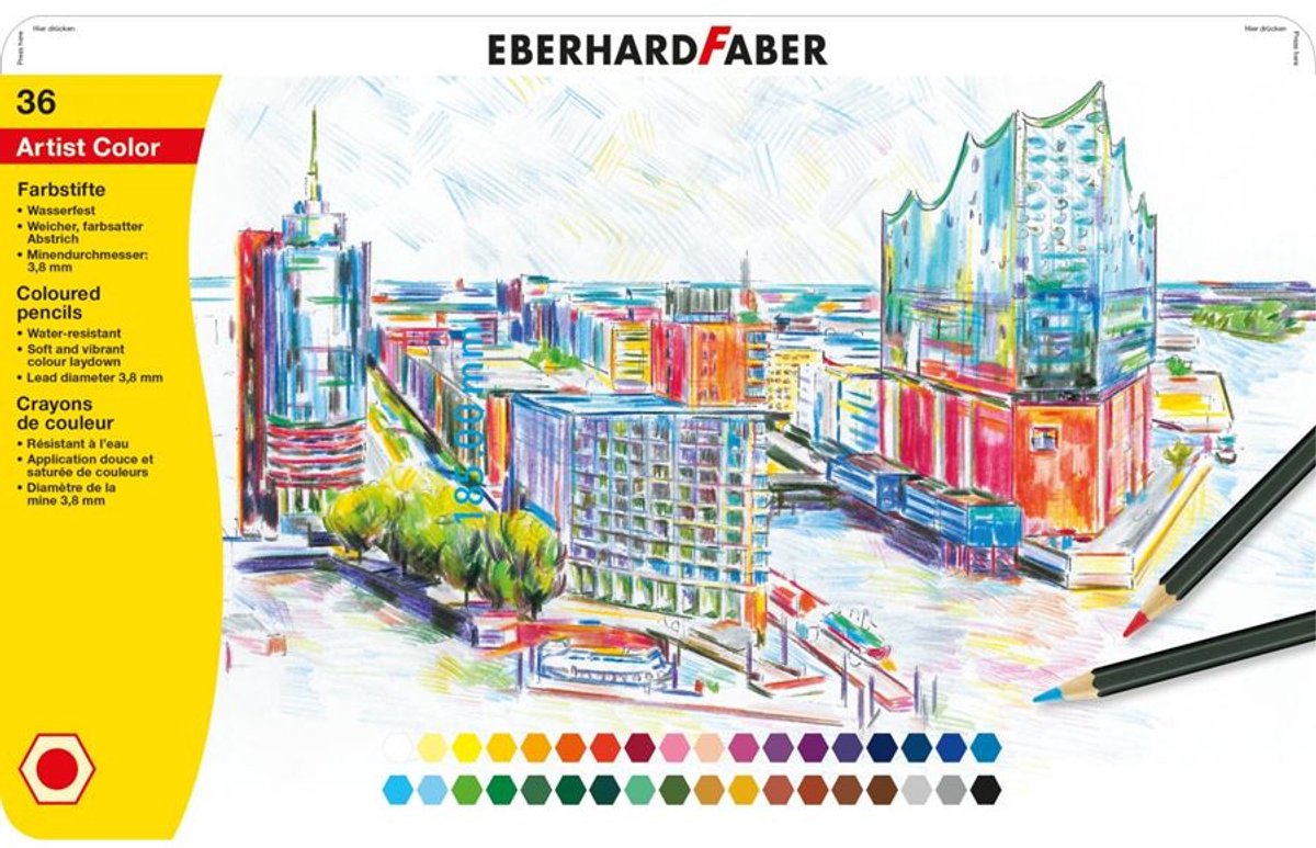 3 x Eberhard Faber Farbstift Artist Color VE=36 Farben Metalletui
