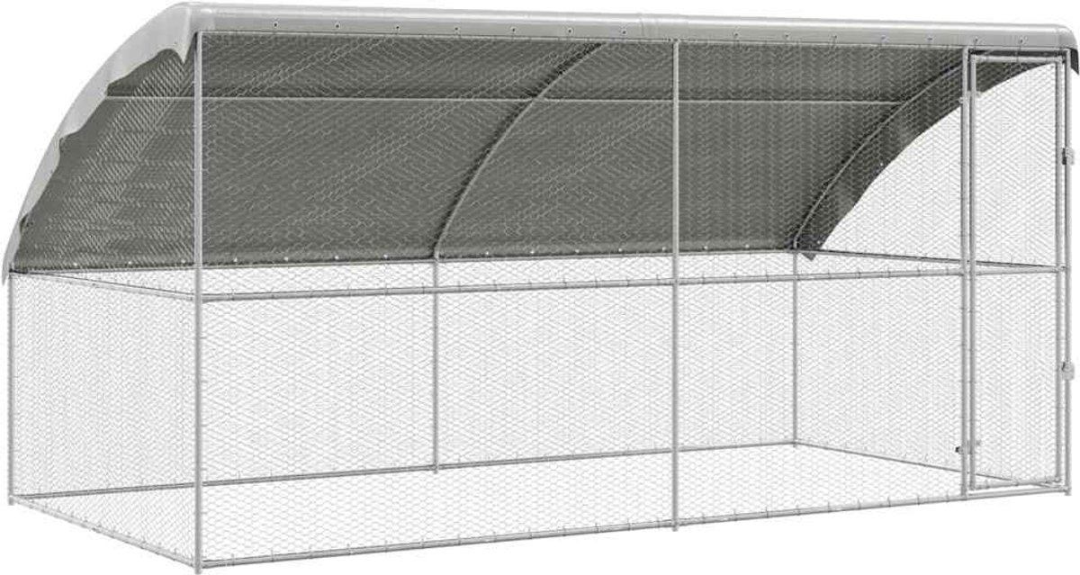 Hühnerstall 2 Stück Silber 400 x 200 x 200 cm Verzinkter Stahl