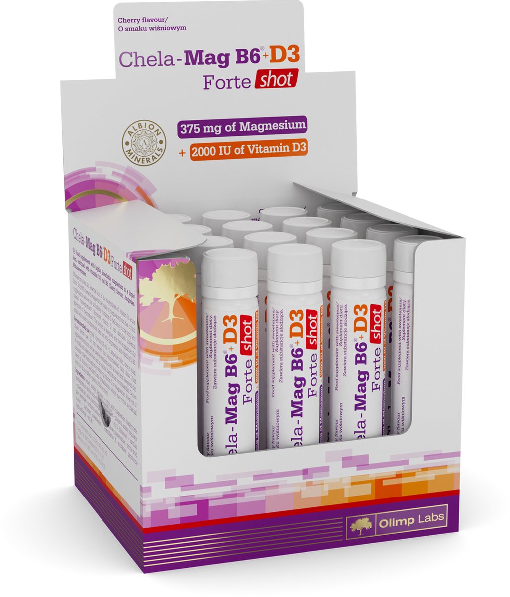 Zestaw Magnez + Witamina B6 + Witamina D3 Olimp Chela Mag B6 + D3 Shot 20x25ml