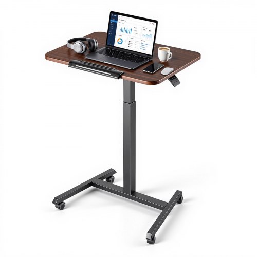 VEVOR Standing Desk, Adjustable Height Mobile Stand Up Desk with Tilting Desktop, 650 x 480 mm Small Computer Sit Stand Rolling Workstation with 4 Casters, 15 kg Capacity, Ideal for Home Office