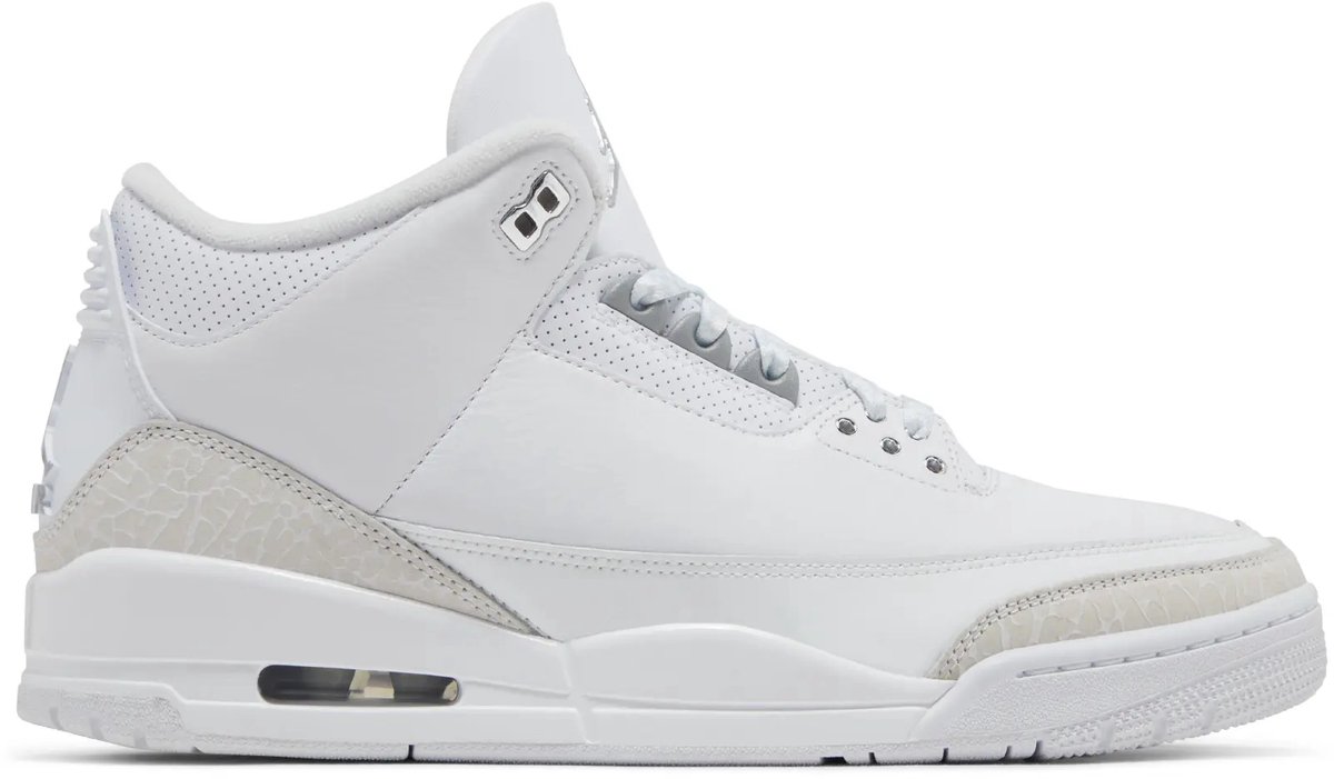 Air Jordan 3 Retro Pure Money 2025 Herren-Sneaker Weiß Metallic-Silber CT8532-111 45.5