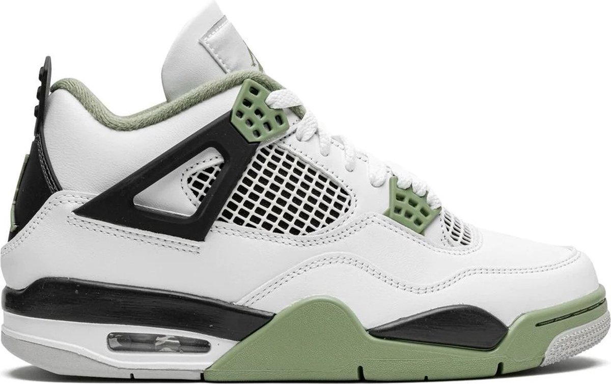 Air Jordan 4 Retro Seafoam Damen Sneaker Weiß Dunkel-Aschgrau Neutral-Grau AQ9129-103 35.5