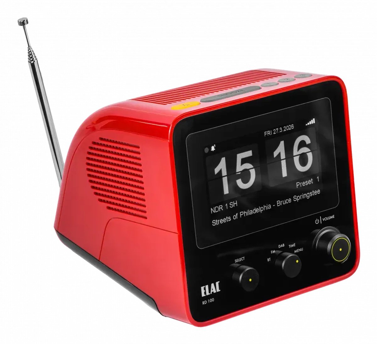 Elac RD100 -Stückpreis, Radiowecker, DAB+ (rot)