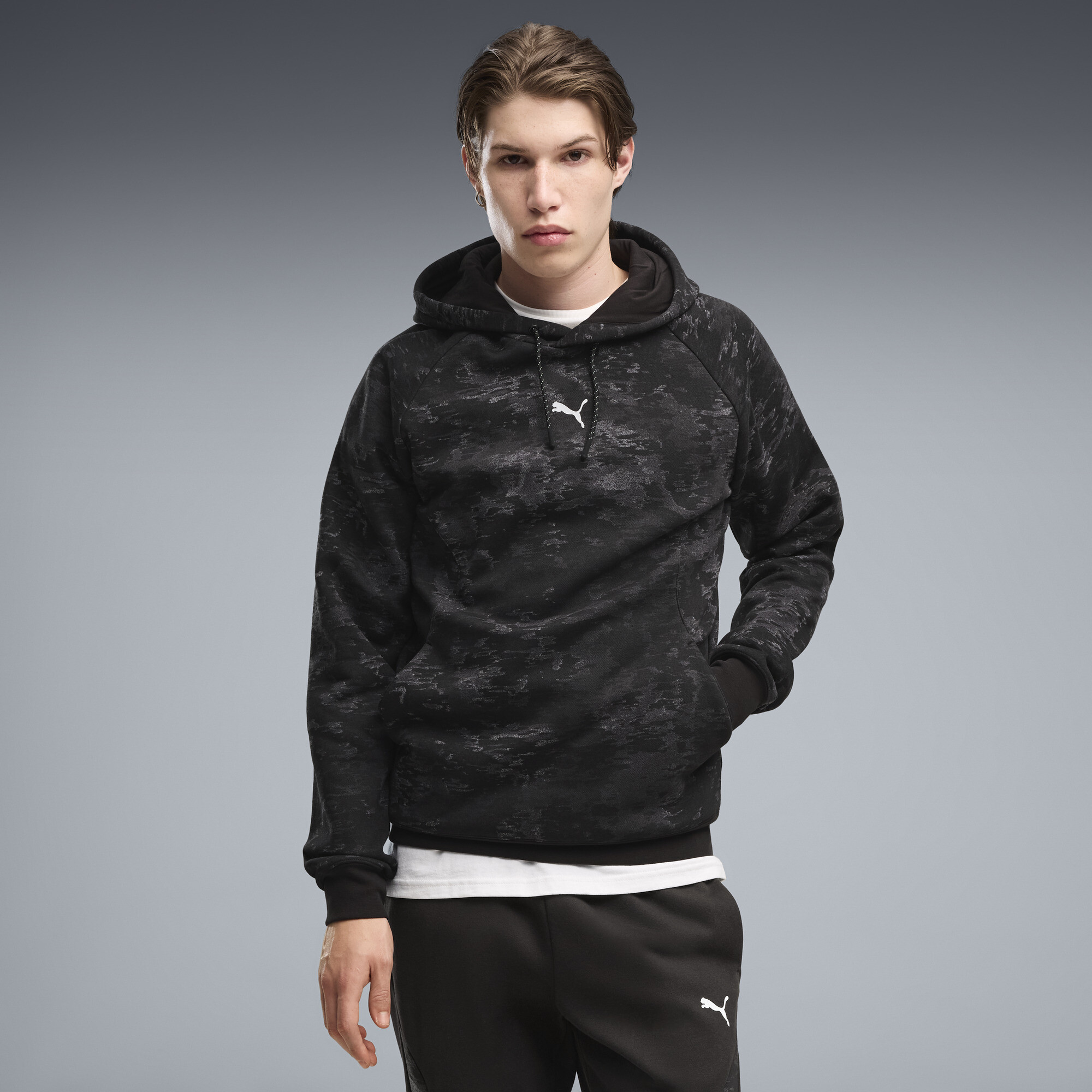 PUMA Sport Camo Fleece Hoodie Herren, Kleidung, Schwarz, S