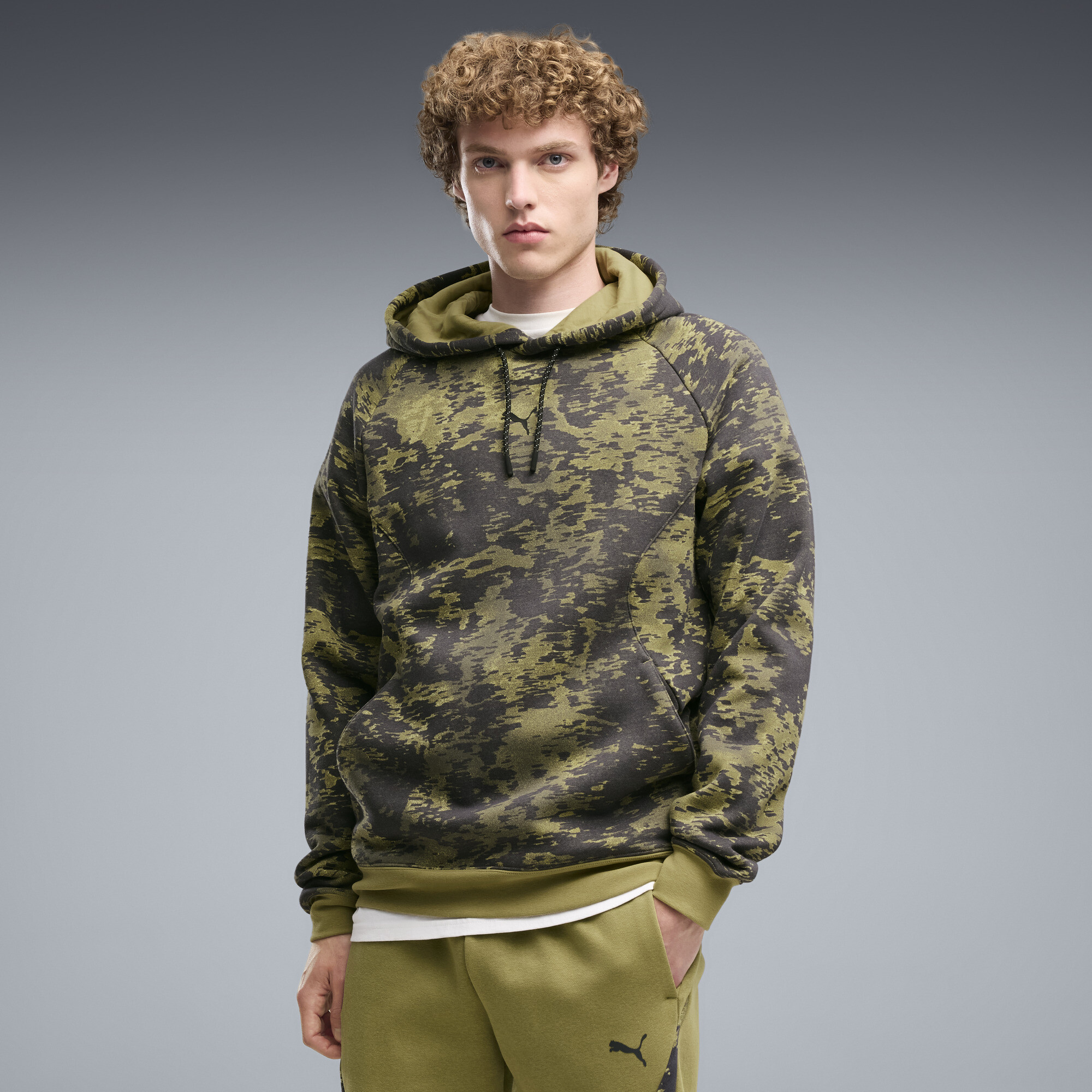 PUMA Sport Camo Fleece Hoodie Herren, Kleidung, Braun, S