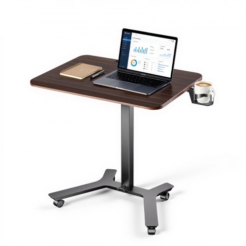 VEVOR Standing Desk, Adjustable Height Mobile Stand Up Desk w/ Casters, 715 x 520 mm Small Computer Sit Stand Rolling Workstation w/ Hook, 15 kg Capacity, Foot Pedal Pneumatic Lift for Home Office