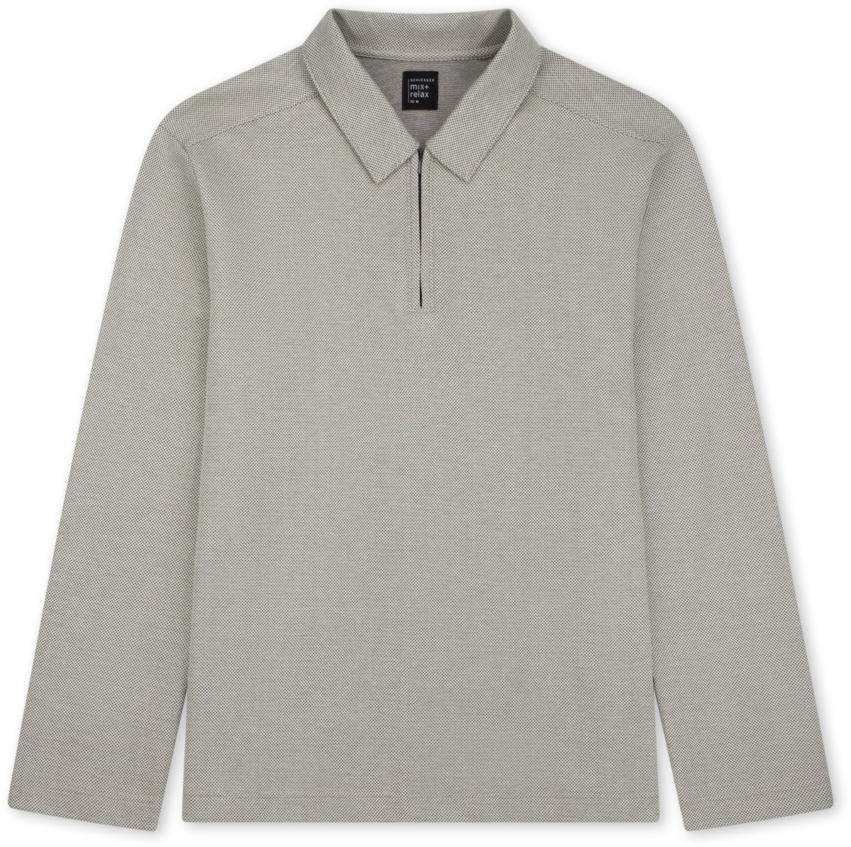 Shirt langarm Feinripp Jacquard Zipper bright taupe - Mix+Relax 54
