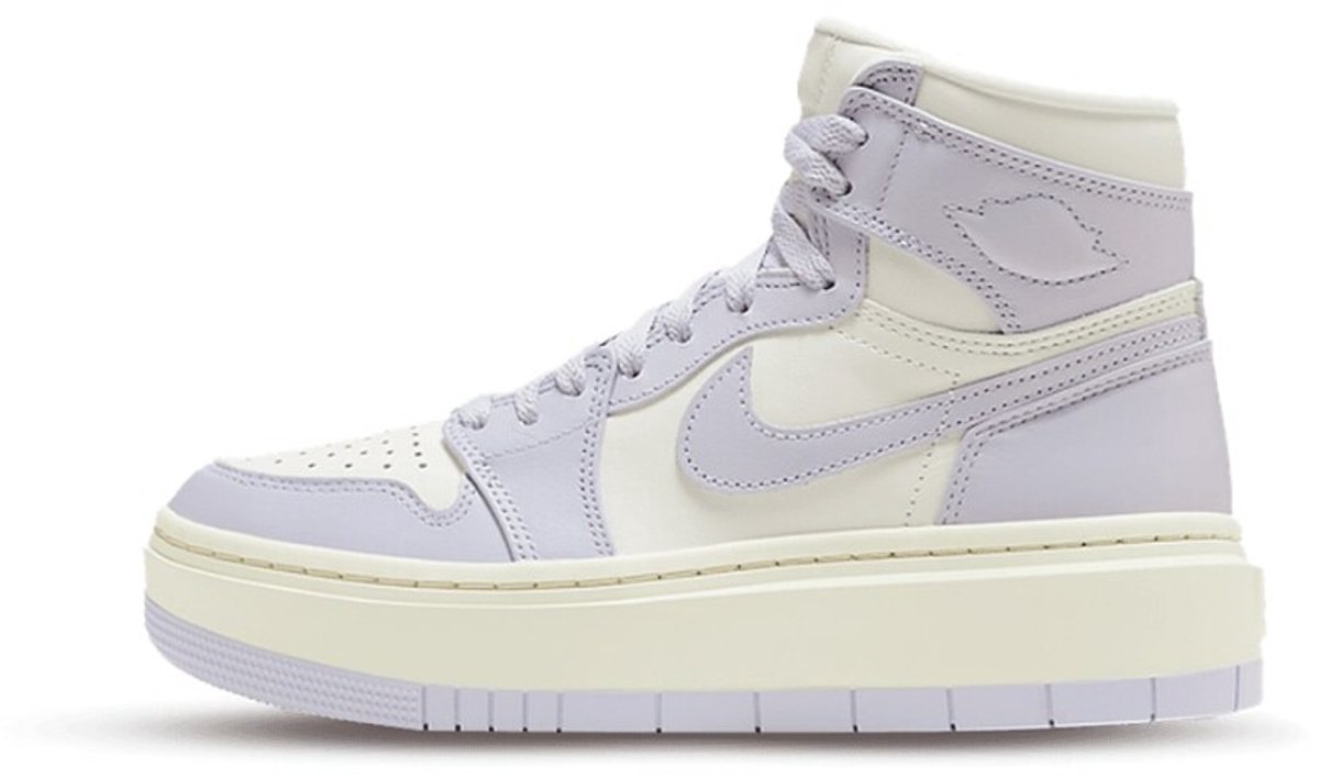 Air Jordan 1 Elevate High Titanium Damen-Sneaker, Lila Segel, Kokosmilch, DN3253-105 39