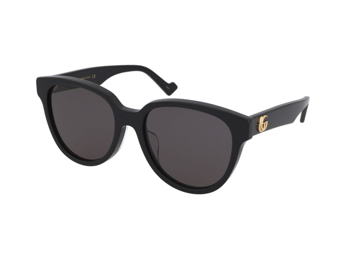 Gucci Damen GG0960SA-002 Schwarze Runde Cat-Eye Sonnenbrille mit Grauen Gläsern schwarz