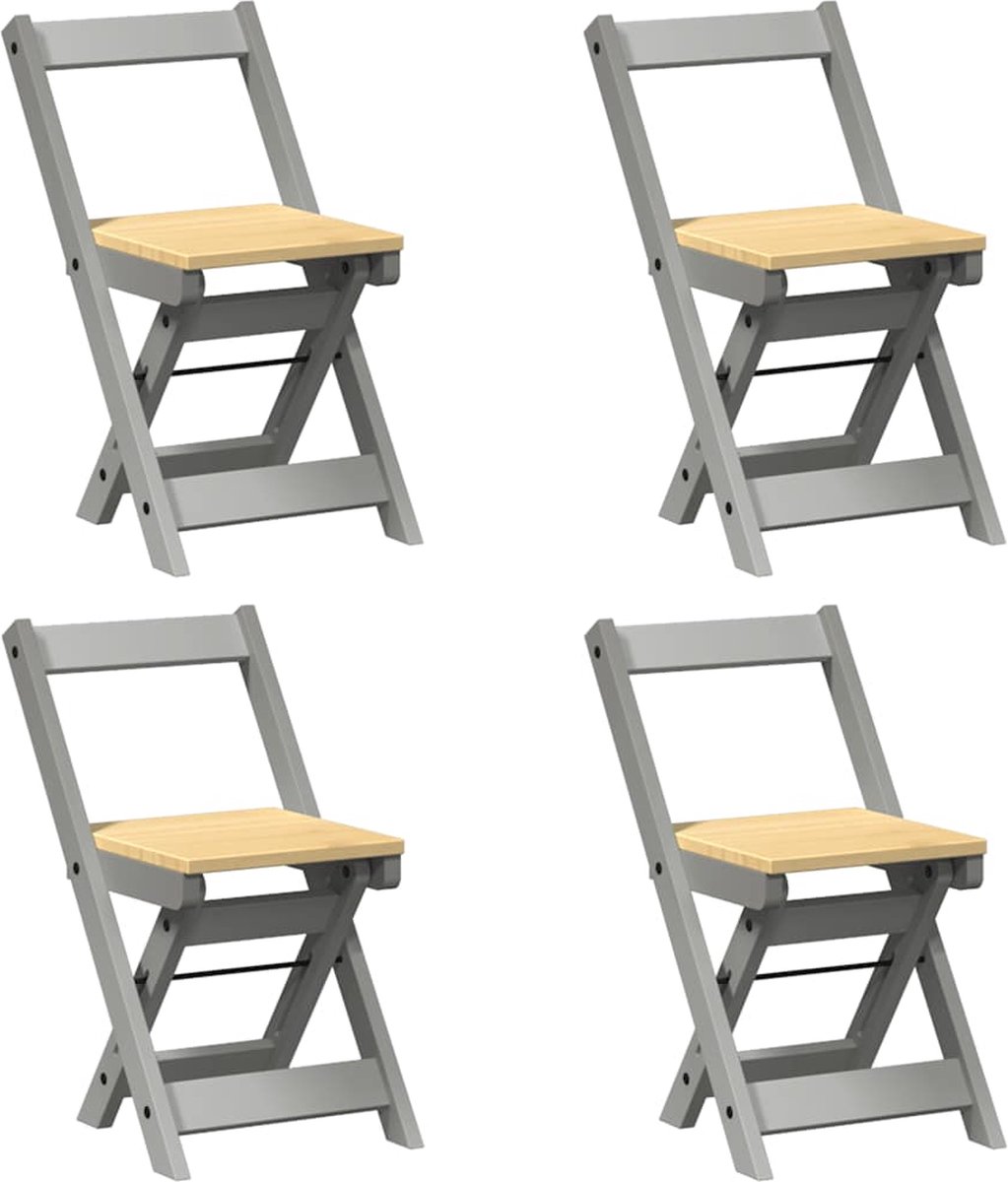 Klappbare Esszimmerstühle 4 Stück Corona Grau Massivholz Kiefer