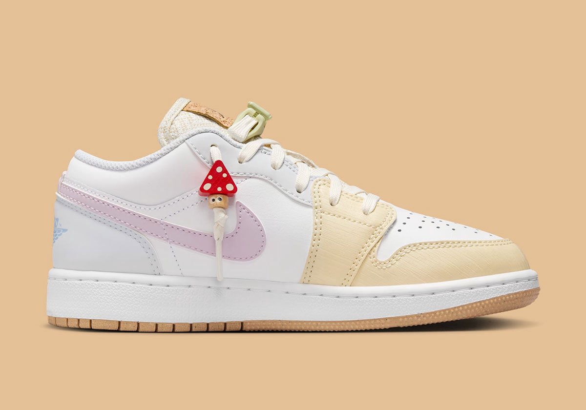 Air Jordan 1 Low GS Mushroom Kinder-Sneakers Weiß Hell-Khaki Puppe IB8861-151 40