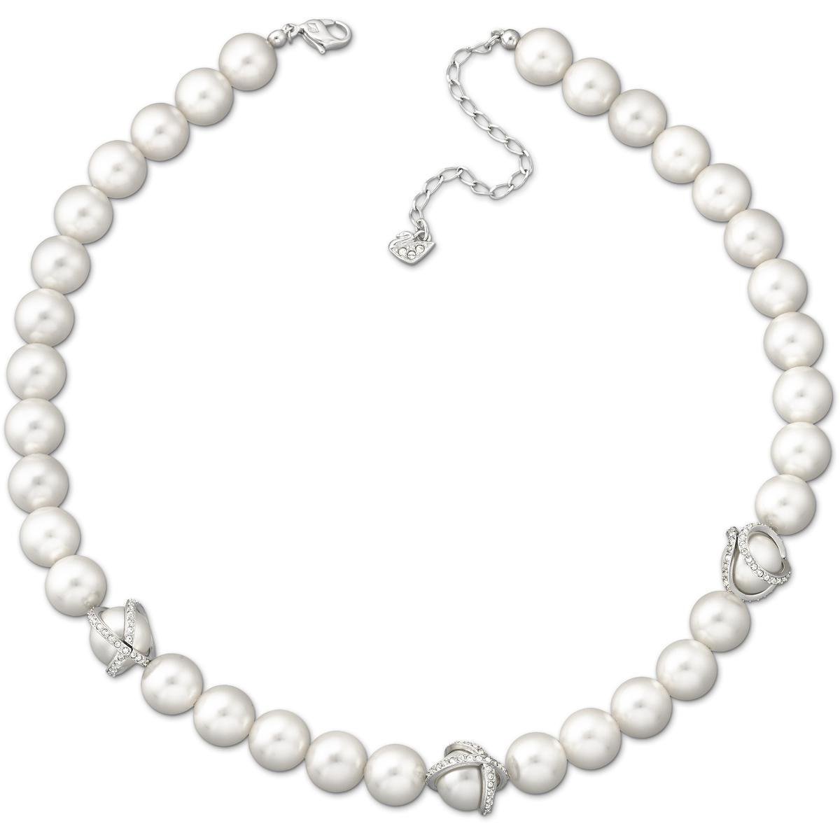 Swarovski High-End Minimalist Perlenkette Damen Halskette Weiß 1179752 Box (Random Color)
