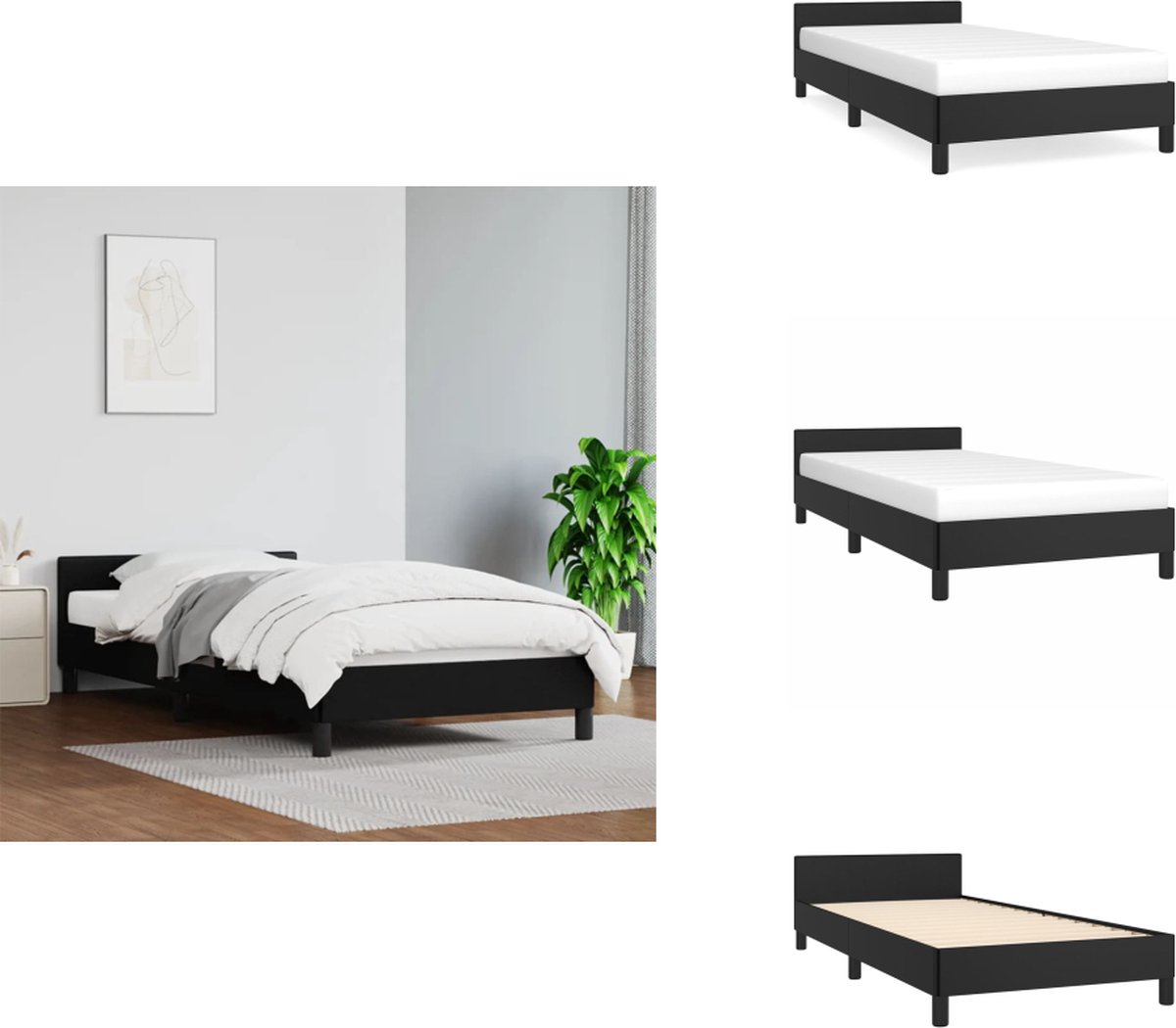 Vidaxl Bettgestell Mit Kopfteil Ohne Matratze, Schwarz, 100X200 Cm