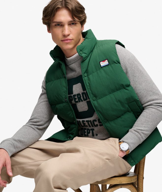 Superdry Herren Non Hood Short Everest Gilet Green - Größe: XL