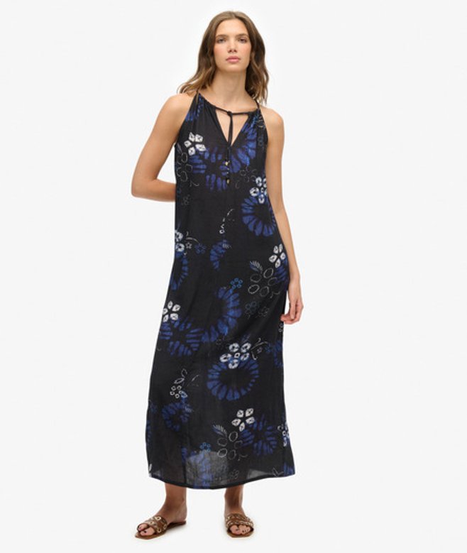 Superdry Damen Strand-maxikleid mit Trägern Navy - Größe: 34