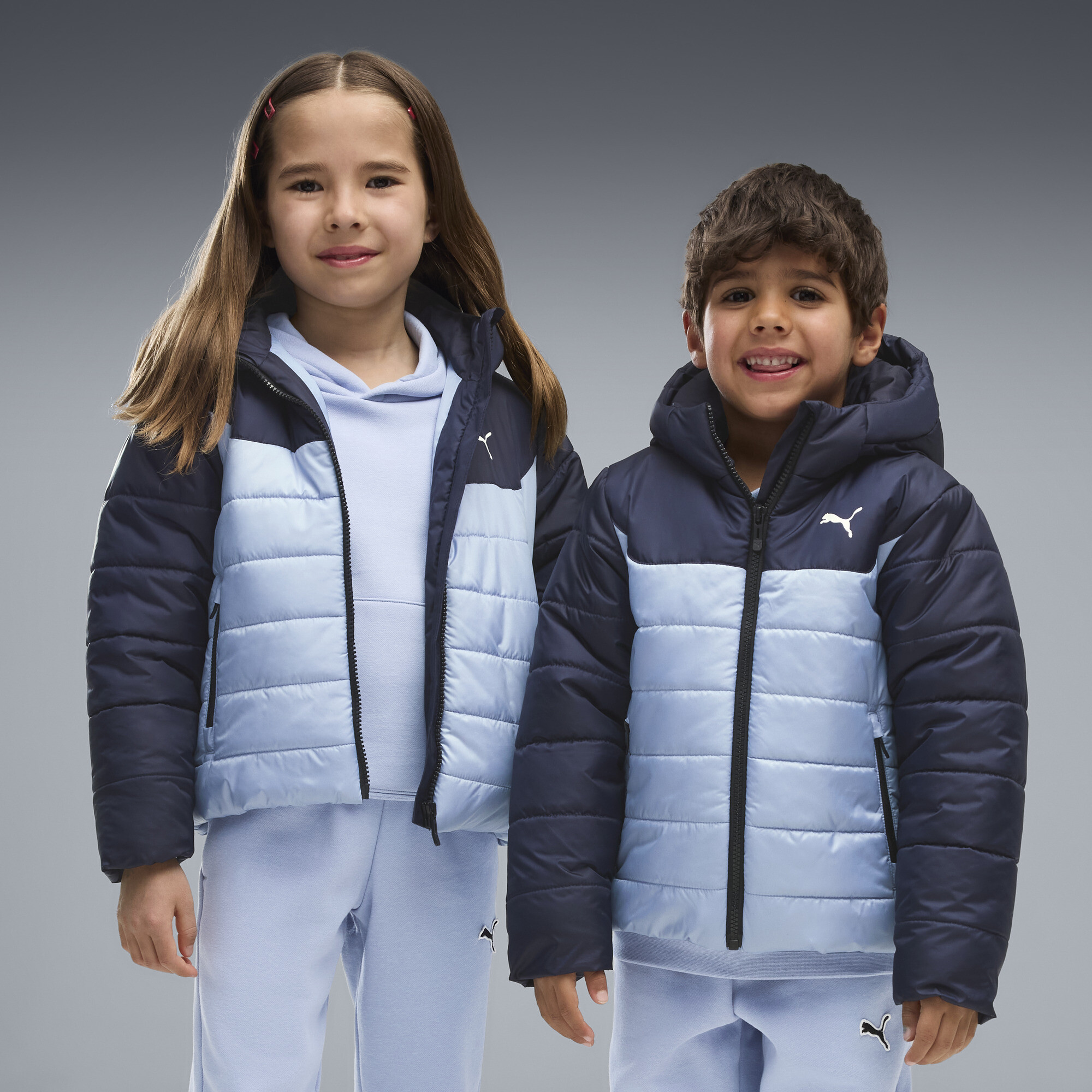 PUMA Essentials Wattierte Kapuzenjacke Kinder, Kleidung, Blau, 3-4Y