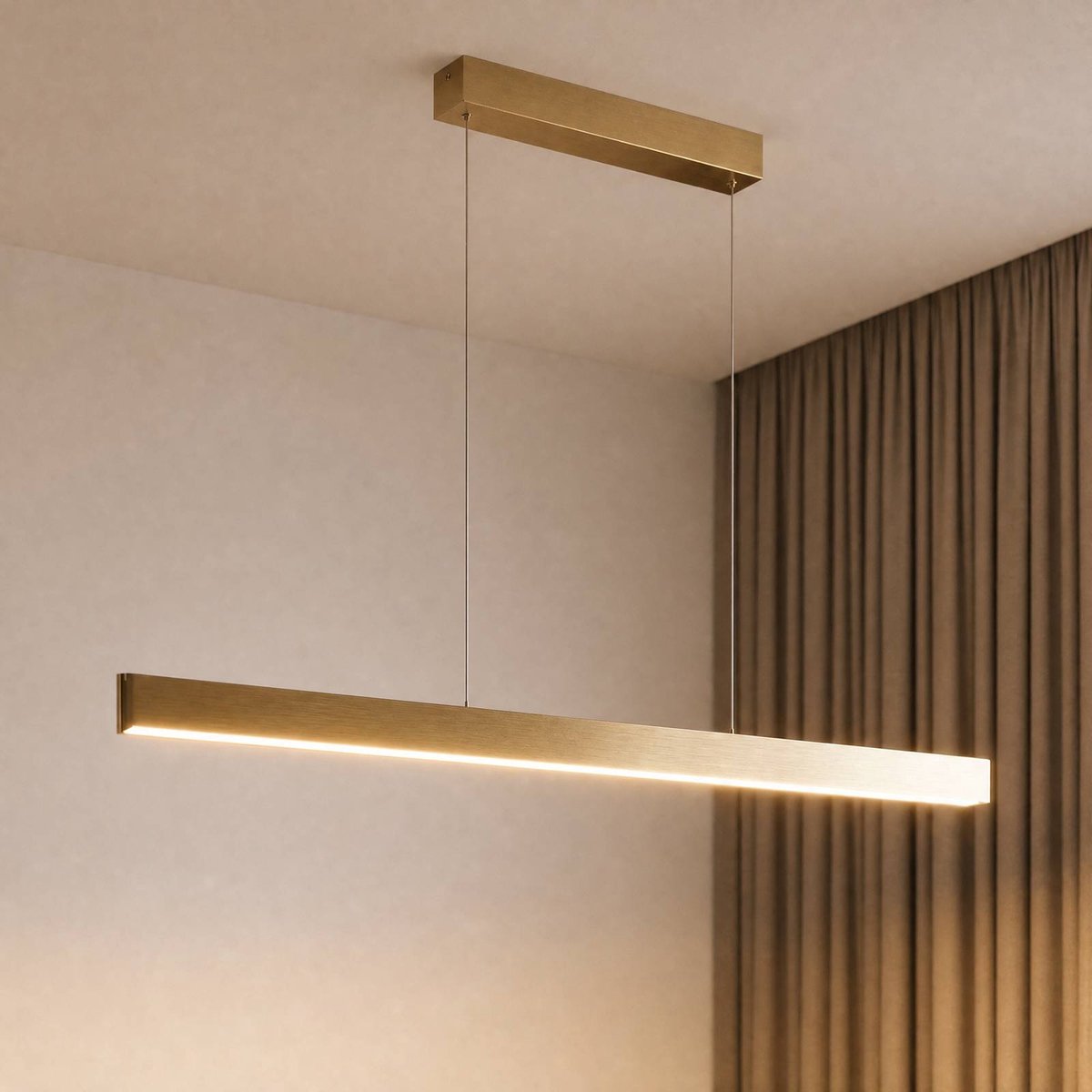 Mylosh LED-Hängelampe, 150 cm, gold, CCT, dimmbar - Lucande - Esszimmer - Modern - Aluminium - Balken