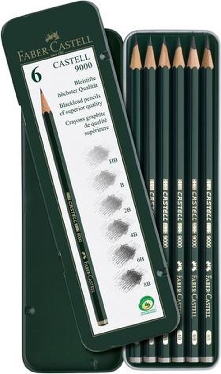 10 x Faber Castell Bleistift 9000 VE=6 Stück Blechetui