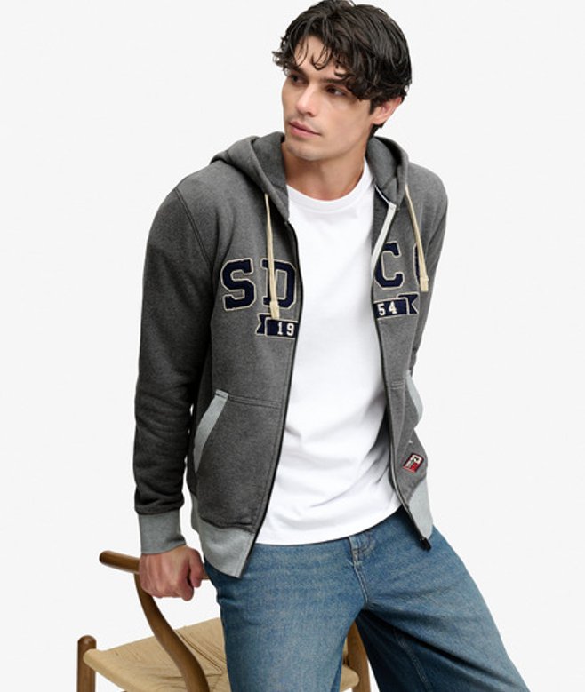 Superdry Herren Sd & co. Kapuzenjacke mit Lockerer Passform Dark Grey - Größe: S