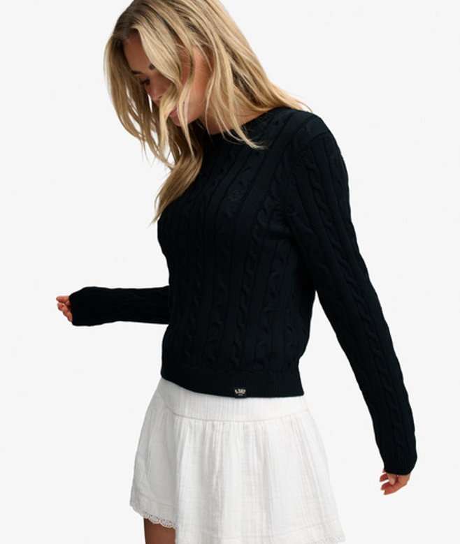Superdry Damen Essentials SD & CO Zopfmuster-pullover Navy - Größe: 42