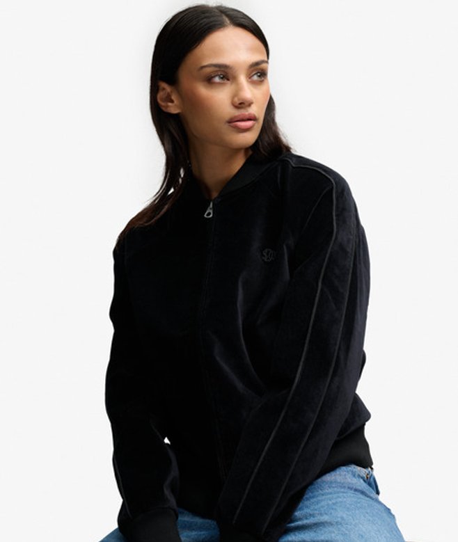 Superdry Damen Samt-bomberjacke Black - Größe: 38